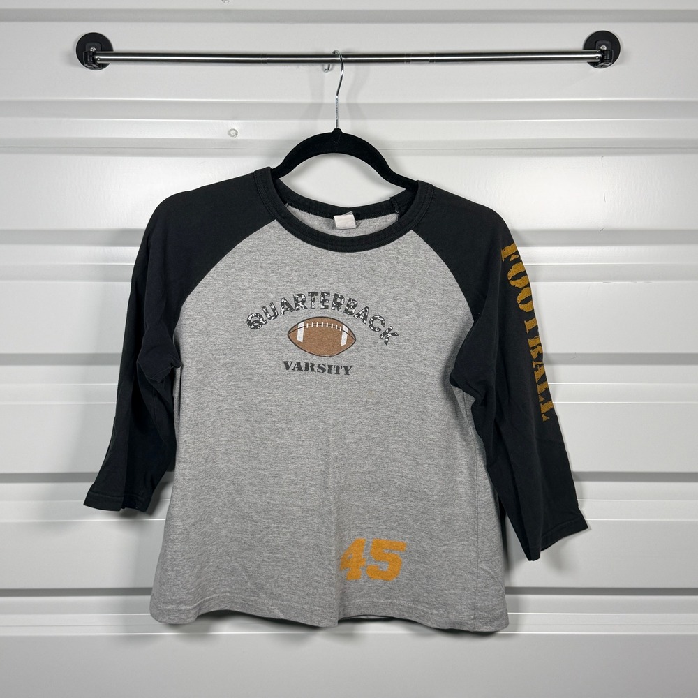Ragdoll Gray Black Quarterback Varsity Football Raglan Baseball Tee USA Made